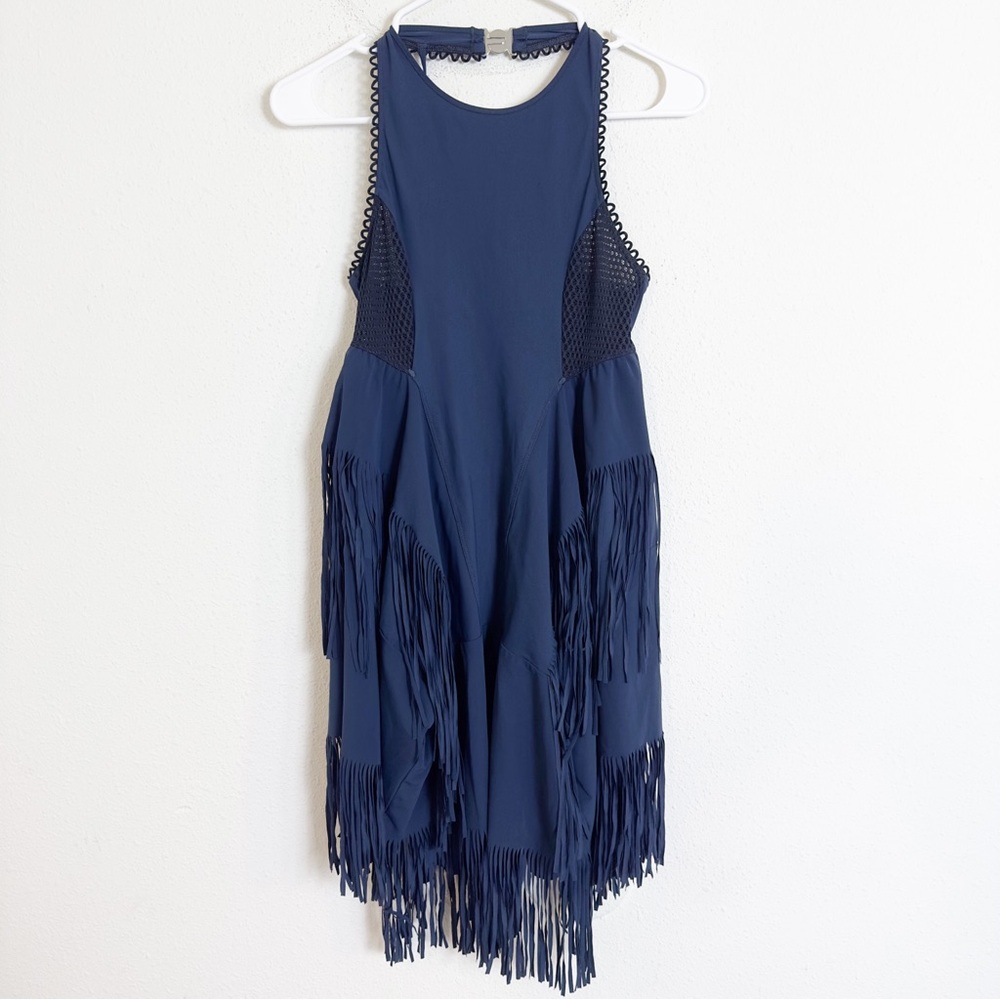 High everyday couture Navy Fringe Sleeveless Dress